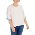 thumbnail image 1 of Tommy Hilfiger Women's Two Tone Tie Sleeve Knit Top Pink Size 3X, 1 of 3