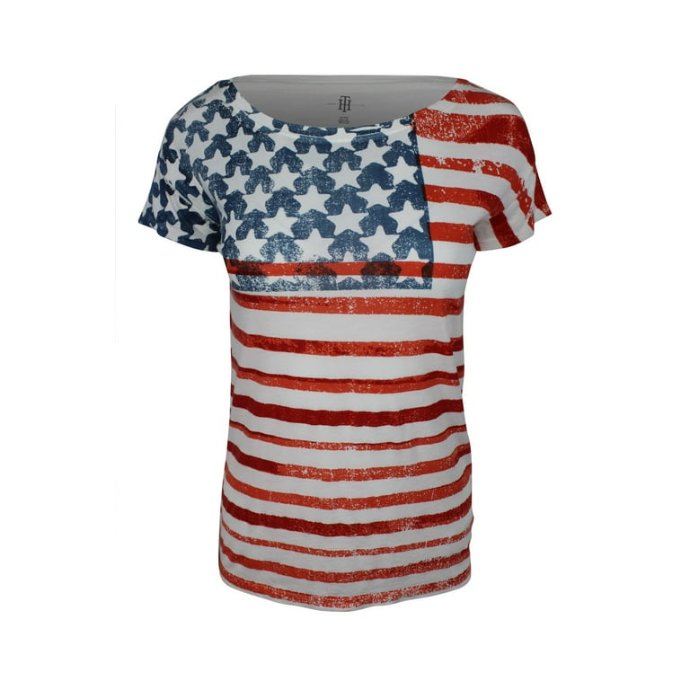Problemer struktur bibliotek Tommy Hilfiger Women's White Vintage American Flag Front Print T-Shirt -  Walmart.com