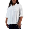 thumbnail image 1 of Tommy Hilfiger Womens Aero Roll Tab Button Down Shirt Ivory Size 2X NWT, 1 of 2