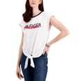thumbnail image 1 of Tommy Hilfiger Womens Americana Tie Front T-Shirt Bright White XS, 1 of 1