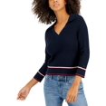 thumbnail image 1 of Tommy Hilfiger Womens Cable Knit Collared V-Neck Sweater, 1 of 3