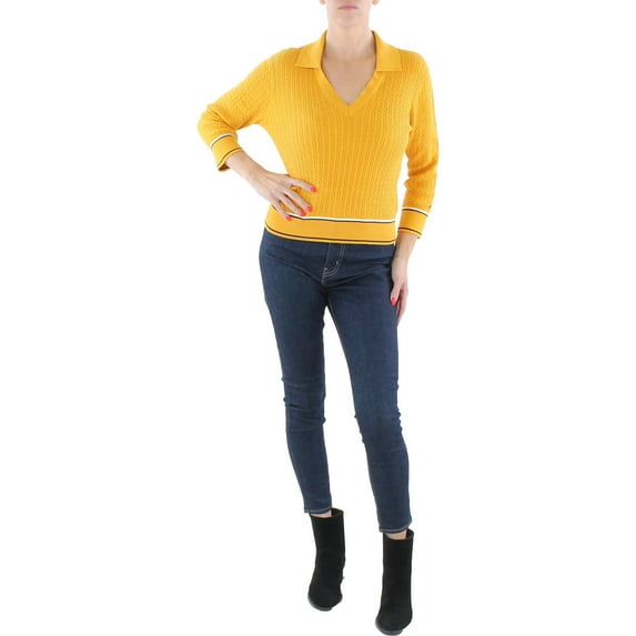 Tommy Hilfiger Womens Collar Cotton V-Neck Sweater