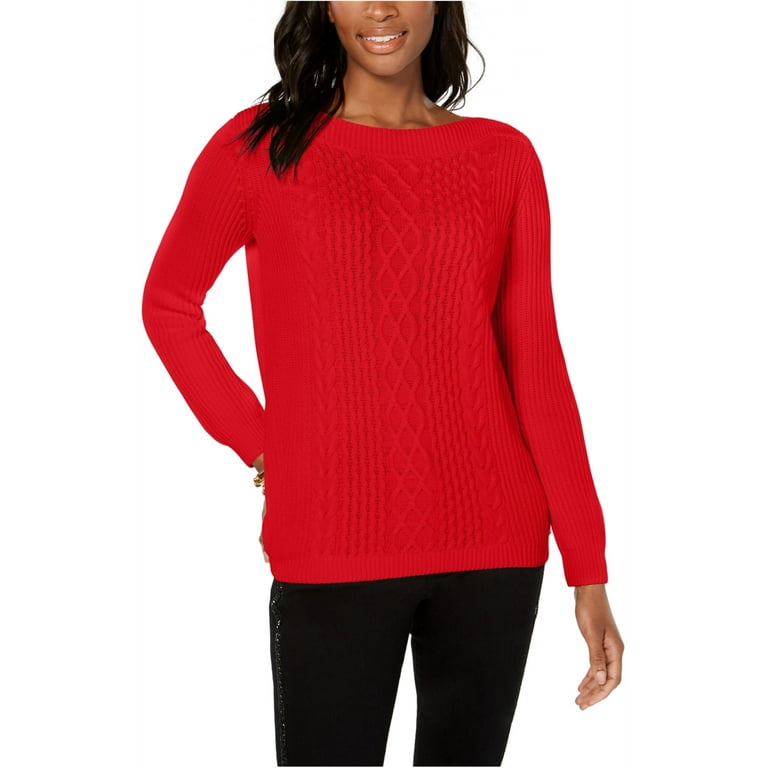 Tommy Hilfiger Womens Cable-Knit Pullover Sweater, Red, X-Large