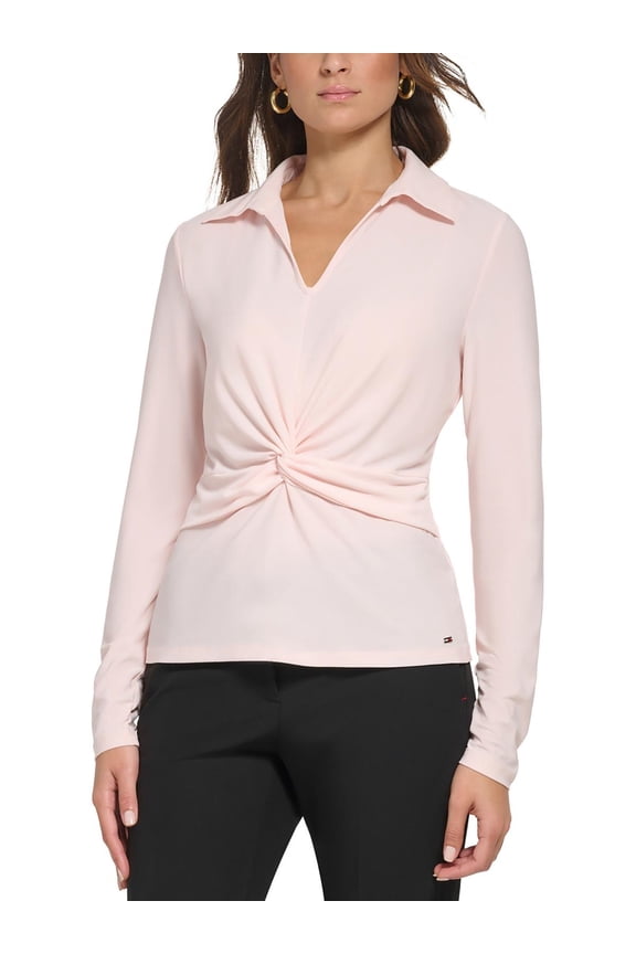 Womens Collared V-Neck Blouse