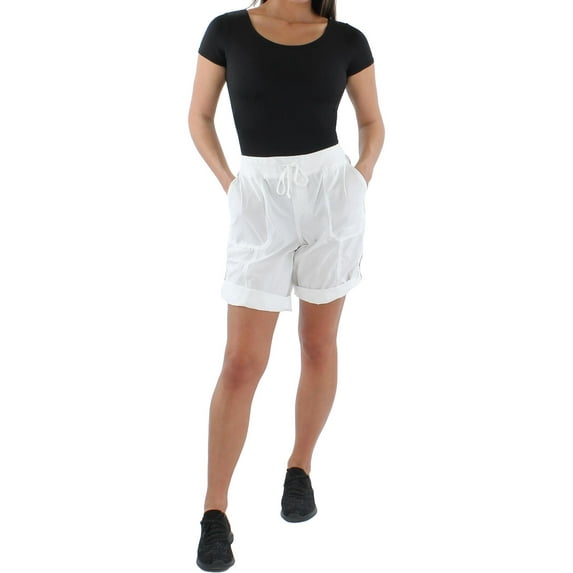 Tommy Hilfiger Womens Solid Rolled Cuff Utility Shorts Bright White XL