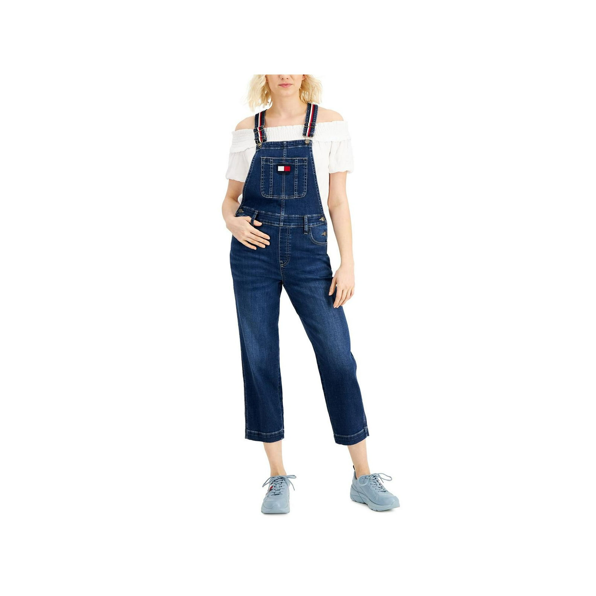 Tommy Hilfiger Womens Cropped Logo Overall - Walmart.com