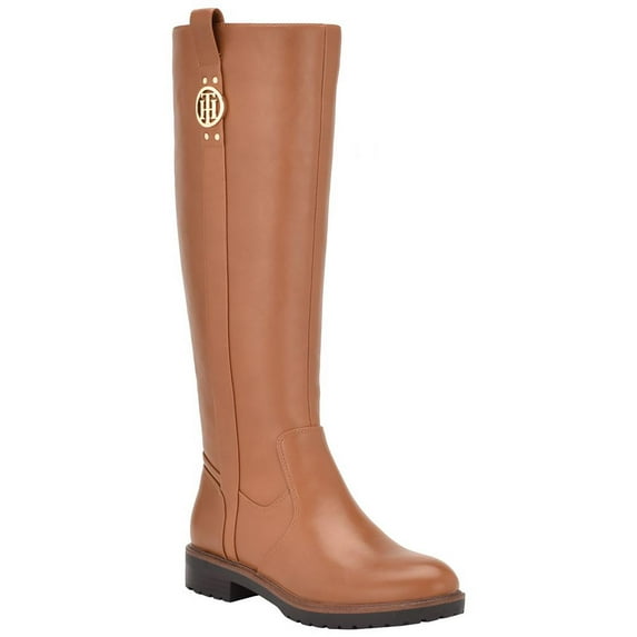 Tommy Hilfiger Womens Febes Faux Leather Logo Knee-High Boots