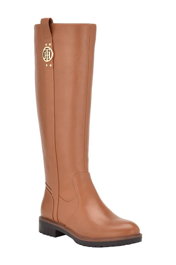 Womens Febes Faux Leather Logo Knee-High Boots