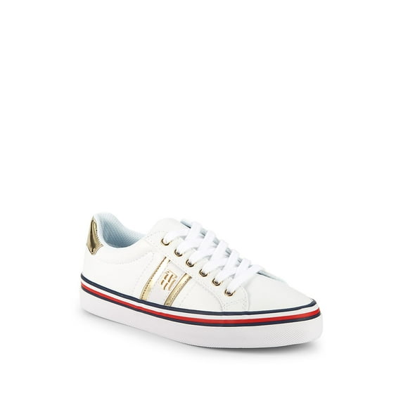 Tommy Hilfiger Womens Fentii Metallic Fashion Sneakers White 7 Medium (B,M)