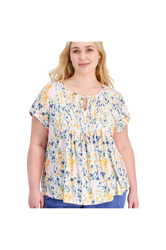 Womens Floral Peplum Blouse, Multicoloured, Plus Size, 2X