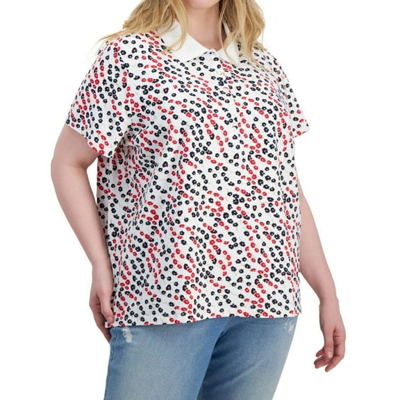 Tommy Hilfiger Womens Floral Polo Shirt, Multicoloured, Plus Size, 3X