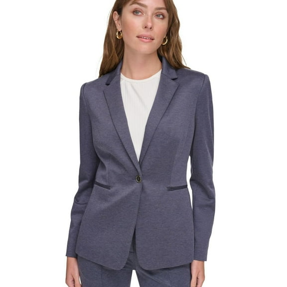 Tommy Hilfiger Womens Slim One Button Blazer Jacket, Blue, 4