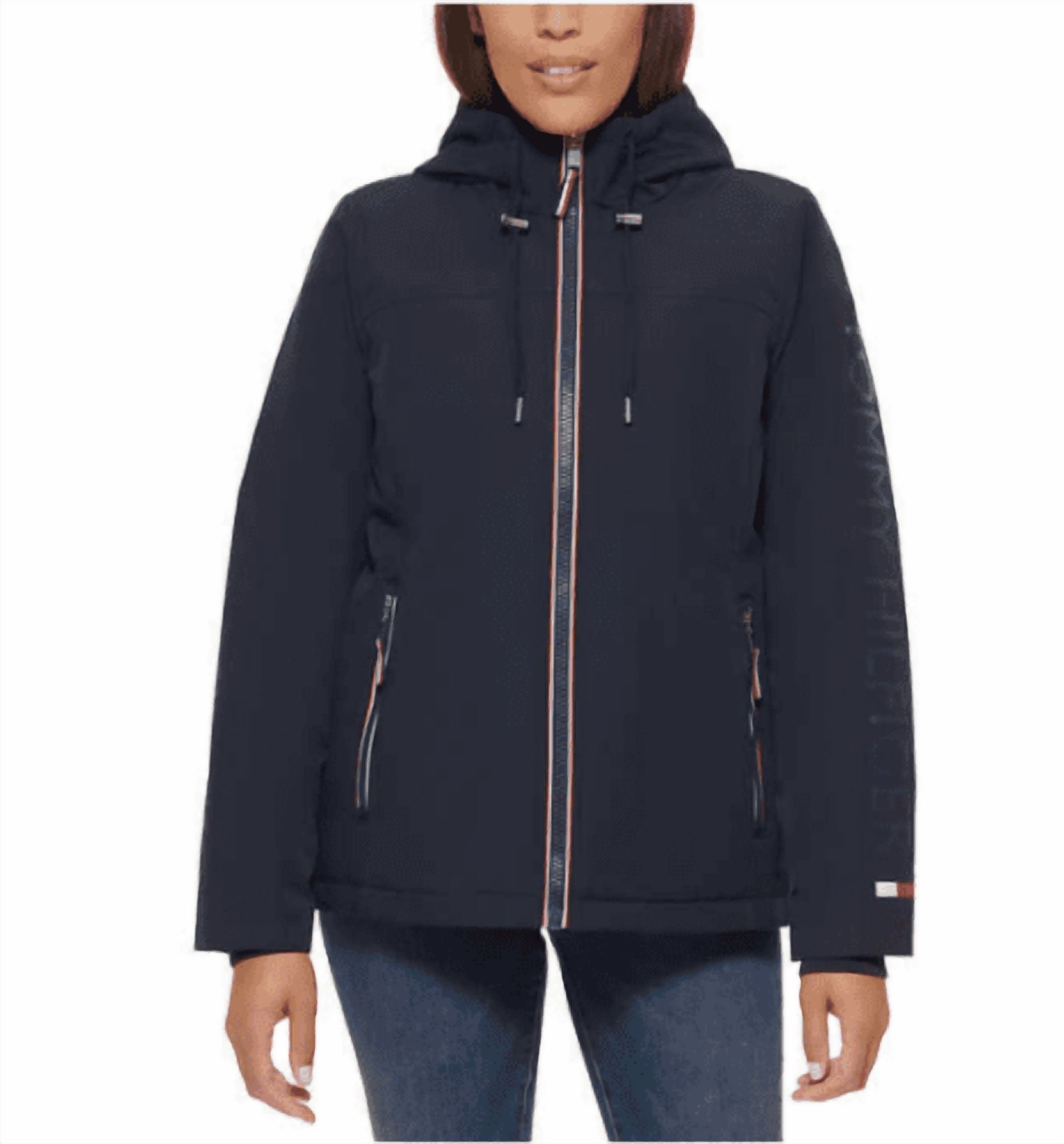 Tommy Hilfiger Womens Heavyweight Softshell Hooded Jacket (Navy,XL)