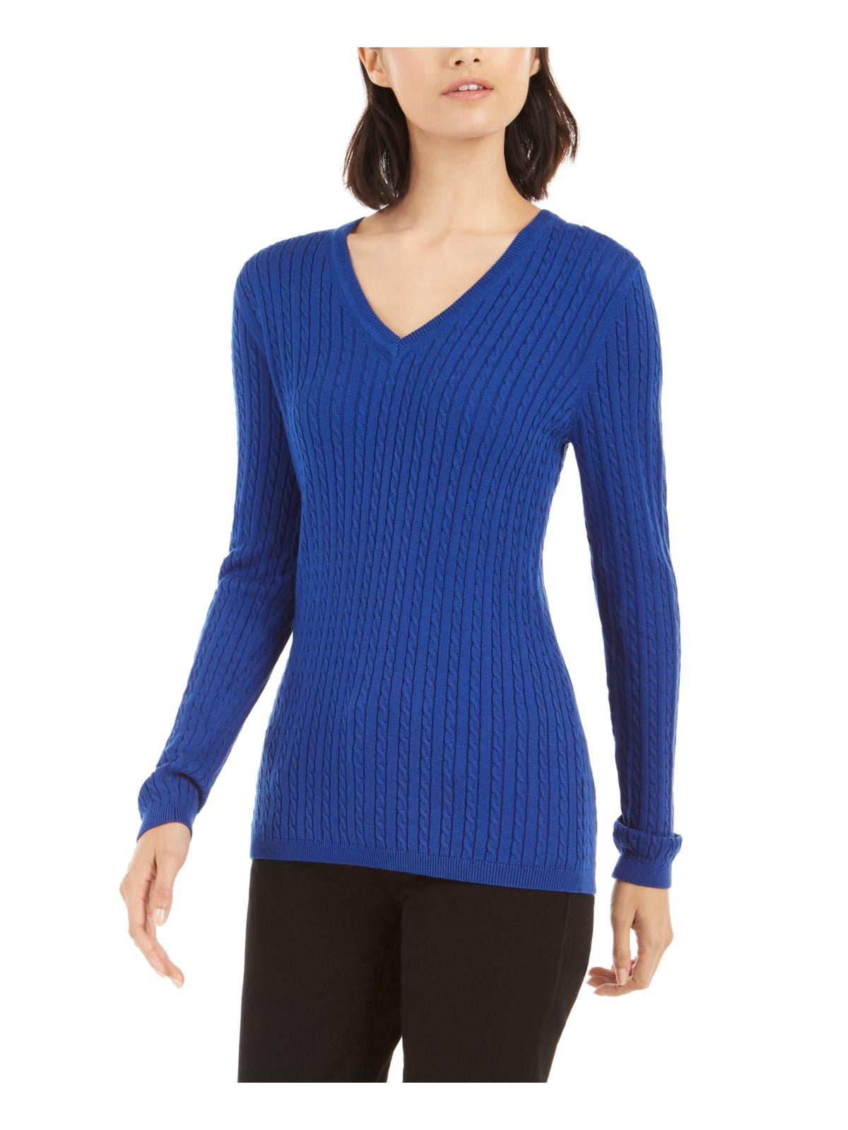 Hilfiger Womens Ivy Cotton Cable Knit Sweater Blue XL - Walmart.com