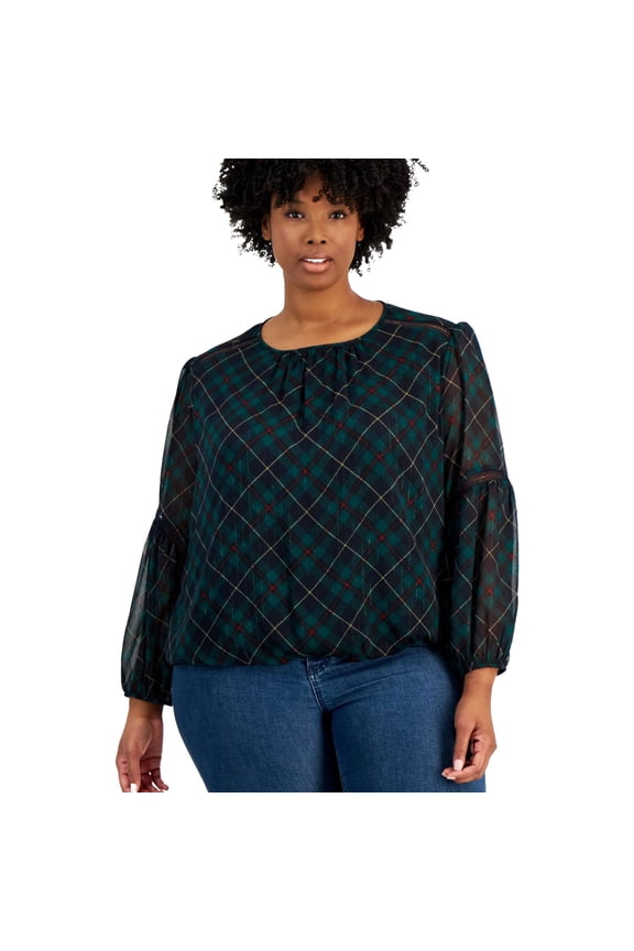 Womens Light Weight Bubble Top Tunic Blouse, Multicoloured, Plus Size, 2X