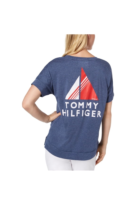 Womens Logo Graphic T-Shirt, Blue, Medium