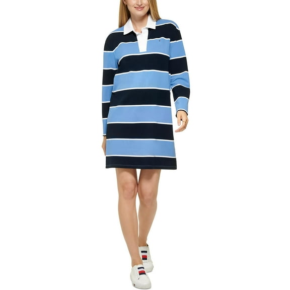 Tommy Hilfiger Womens Logo Knee-Length Shirtdress