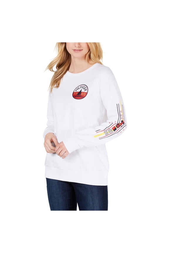 Womens Logo Sweatshirt, White, X-Small