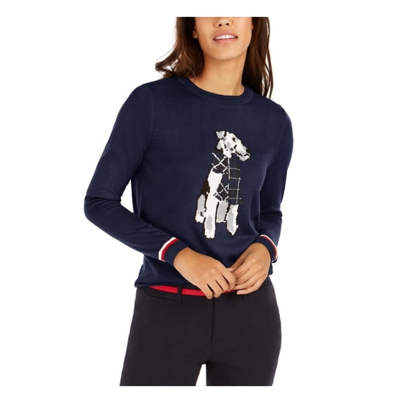 Tommy Hilfiger Womens Long Sleeve Terrier Print Pullover Sweater