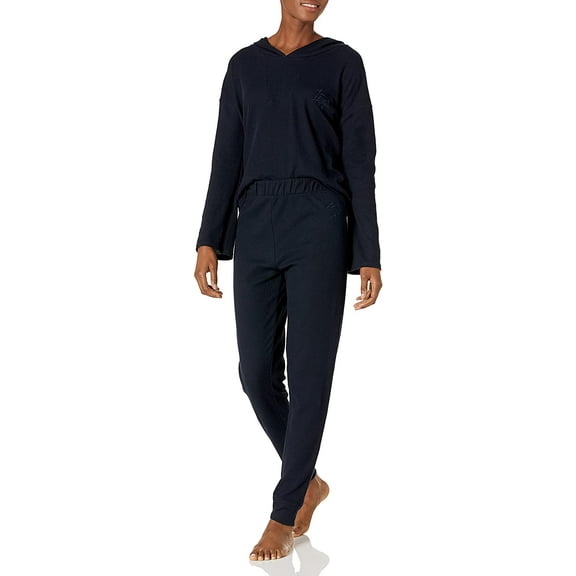 Tommy Hilfiger Womens Long Sleeve Top and Jogger Bottom Pant Pajama Set X-Large Navy Blazer