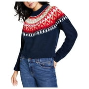 TOMMY HILFIGER Womens Half Snowflake Raglan Sweater Sky Captain XL