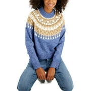 TOMMY HILFIGER Womens Metallic Ribbed Trim Pullover Sweater