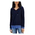thumbnail image 1 of Tommy Hilfiger Womens Mixed Media Hood Sweatshirt, 1 of 1