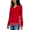 thumbnail image 1 of Tommy Hilfiger Womens Mixed Media Hood Sweatshirt, 1 of 1