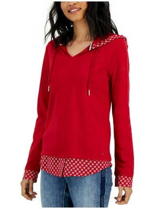 Tommy hilfiger red hoodie women's hotsell