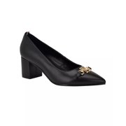 Tommy Hilfiger Womens NANYA Logo Faux Leather Block Heels
