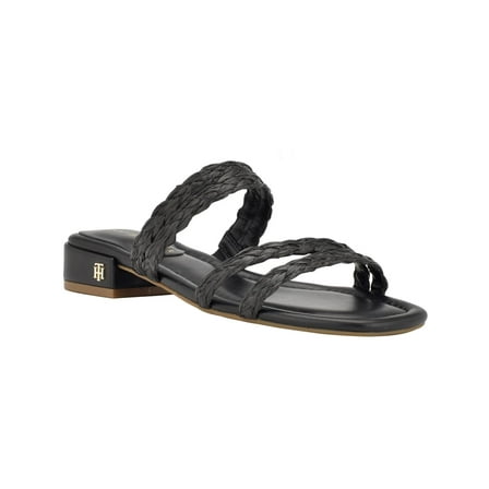 Tommy Hilfiger Womens Olise Faux Leather Slip-On Slide Sandals