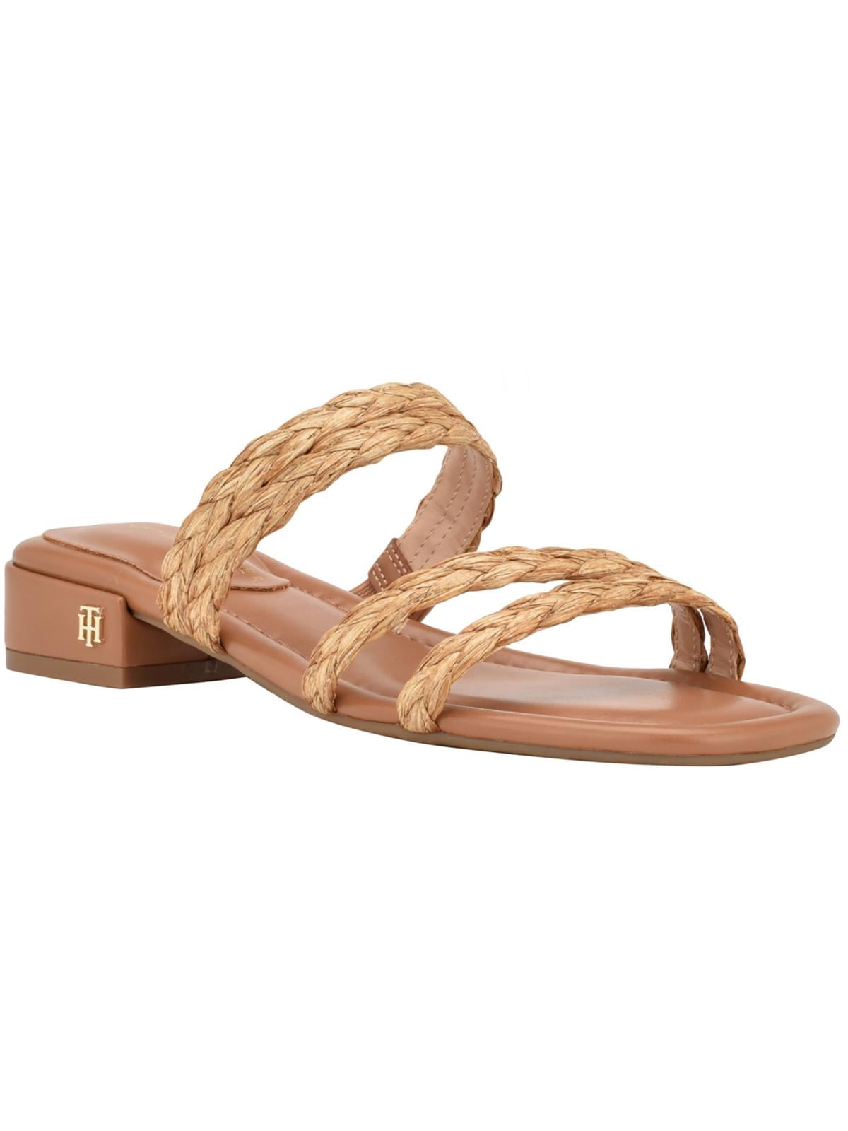 Tommy Hilfiger Womens Olise Faux Leather Slip-On Slide Sandals