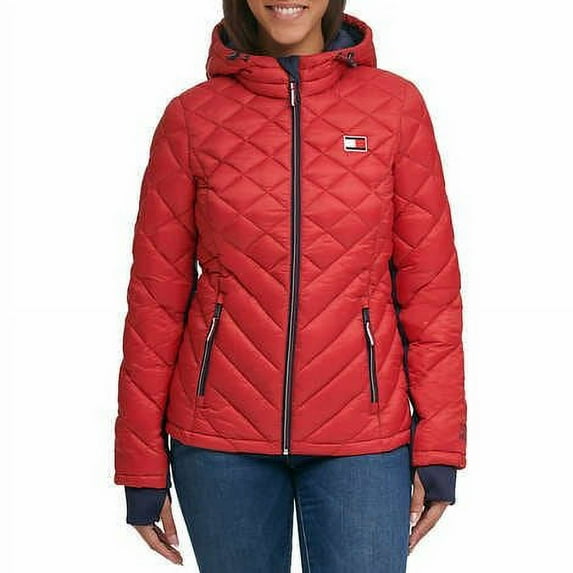 Tommy Hilfiger Womens Packable Hooded Puffer Jacket