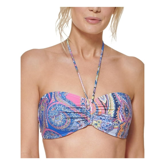 Tommy Hilfiger Womens Paisley Print Molded Cups Bikini Swim top