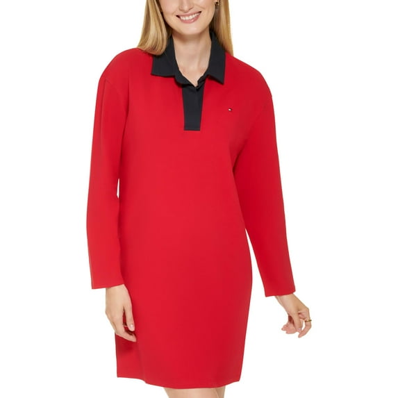 Tommy Hilfiger Womens Pique Rugby Shift Dress