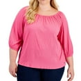 thumbnail image 1 of Tommy Hilfiger Womens Featured Peasant Blouse, Pink, 1X, 1 of 3
