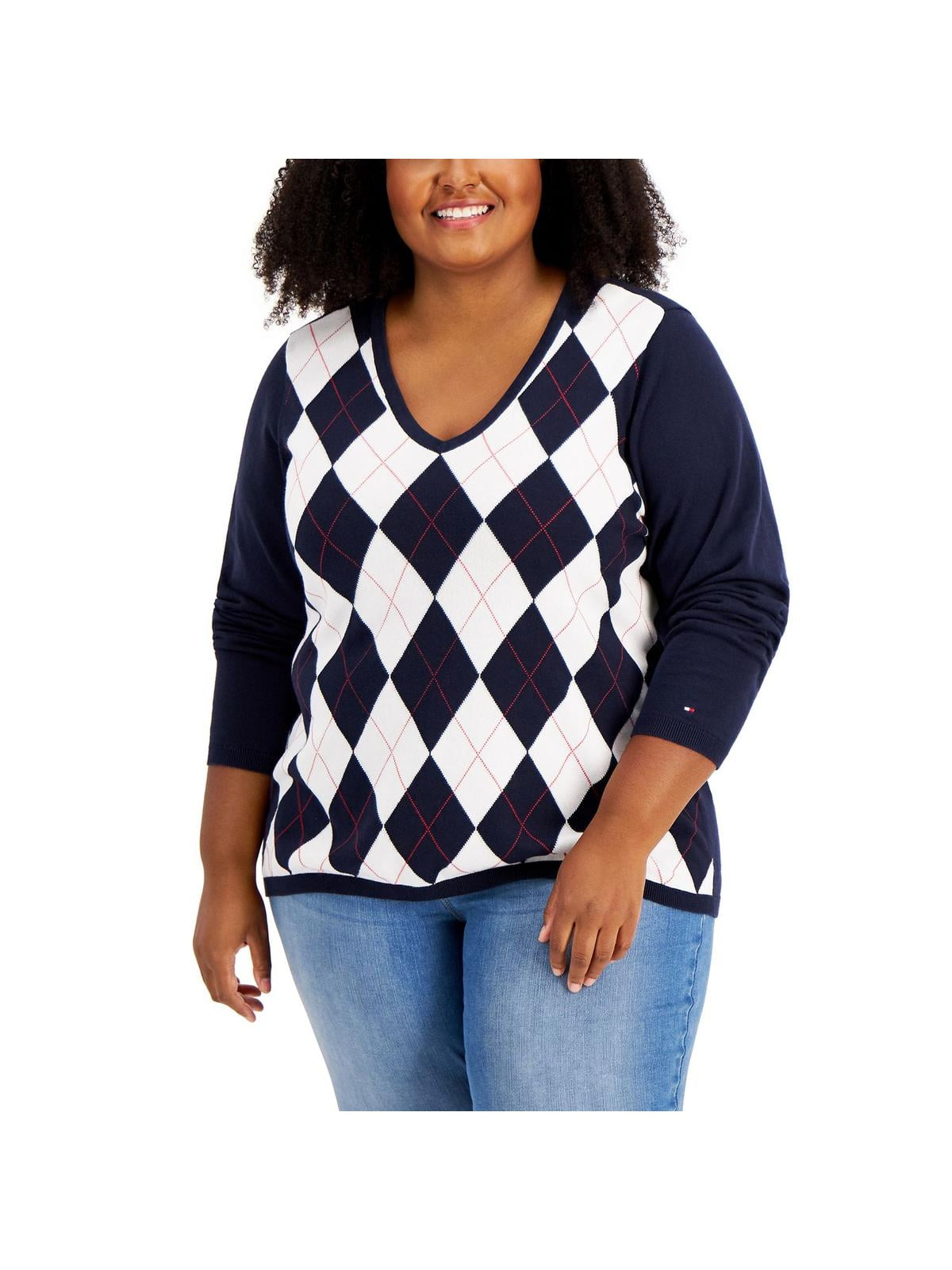 Tommy Jeans Women’s V-Neck Pullover Colorblock Sweater main image 1