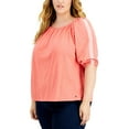thumbnail image 1 of Tommy Hilfiger Womens Plus Bubble Sleeve Boat Neck Pullover Top, 1 of 1