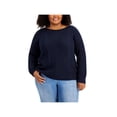 thumbnail image 1 of Tommy Hilfiger Womens Plus Cate Envelope Neck Cable Knit Crewneck Sweater, 1 of 1