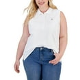 thumbnail image 1 of Tommy Hilfiger Womens Plus Collared Ribbed Trim Polo Top, 1 of 1
