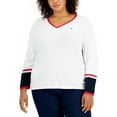 thumbnail image 1 of Tommy Hilfiger Womens Plus Colorblock Ribbed Knit Pullover Sweater, 1 of 1