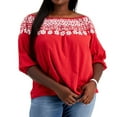 thumbnail image 1 of Tommy Hilfiger Womens Cotton Off Shoulder Peasant Blouse, Red, Plus Size, 3X, 1 of 2