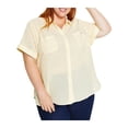 thumbnail image 1 of Tommy Hilfiger Womens Plus Dobby Cotton Striped Button-Down Top, 1 of 3