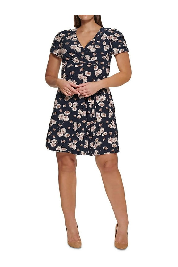 Womens Plus Floral Above Knee Sheath Dress