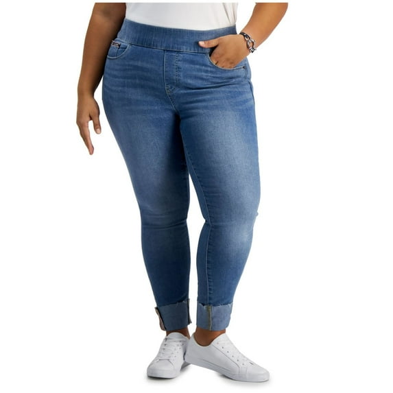 Tommy Hilfiger Womens Cropped Roll Up Ankle Skinny Fit Jeans, Blue, Plus Size, 22W