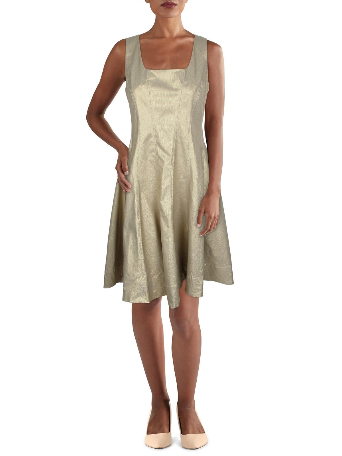 tommy hilfiger metallic fit and flare dress Tommy Hilfiger Womens Petites Metallic Mini Fit & Flare Dress Black 8P