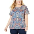 thumbnail image 1 of Tommy Hilfiger Womens Plus Paisley Crewneck Top Blue 2X, 1 of 3