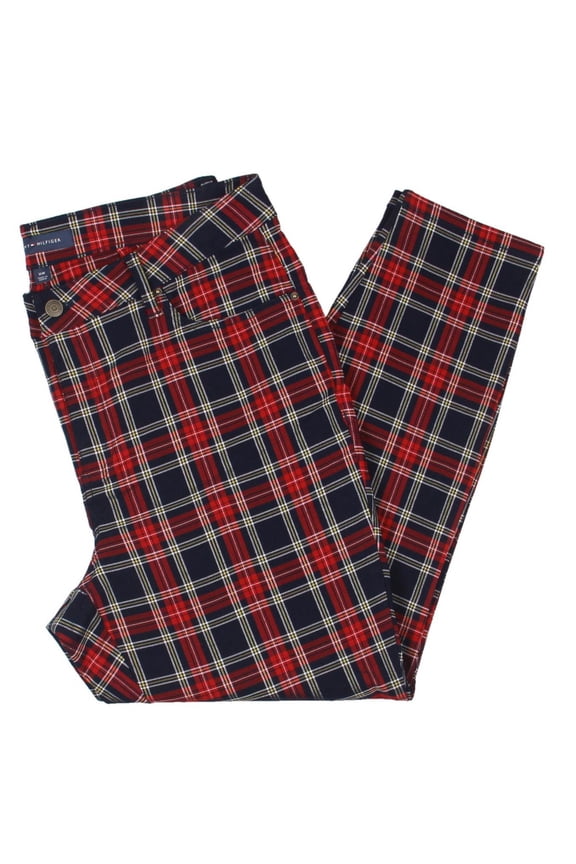 Womens Plus Plaid Ankle Skinny Pants