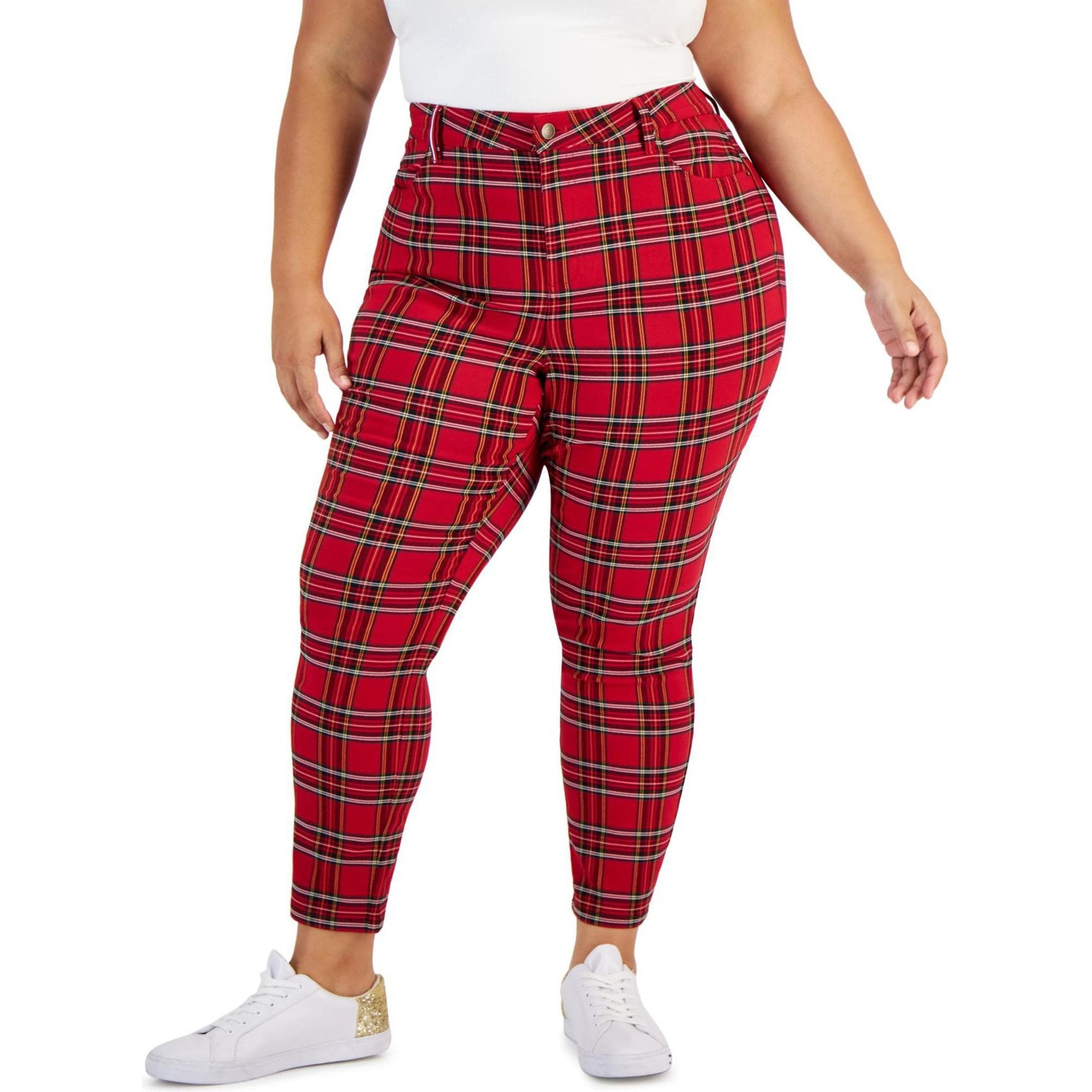 Tommy Hilfiger Womens Plus Plaid Trouser Pants