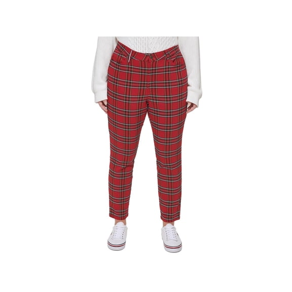 Tommy Hilfiger Womens Plus Tribeca Plaid Mid-Rise Skinny Pants